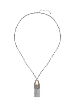 Erica Lyons Two Tone Textured Pendant Long Necklace