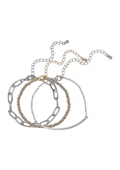 Erica Lyons Two Tone Set of 5 Chain Bracelets