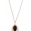 Erica Lyons Gold Tone Teardrop Pendant Necklace with Red Faux Leather Accent -Erica Lyons Shop Belk 859