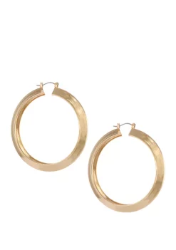 Erica Lyons Gold Tone Thick Click It Hoop Earrings
