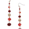 Erica Lyons Gold Tone and Red Beaded Linear Earrings -Erica Lyons Shop Belk 883
