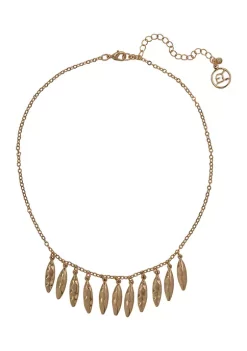 Erica Lyons Gold Tone Hammered Casting Frontal Necklace